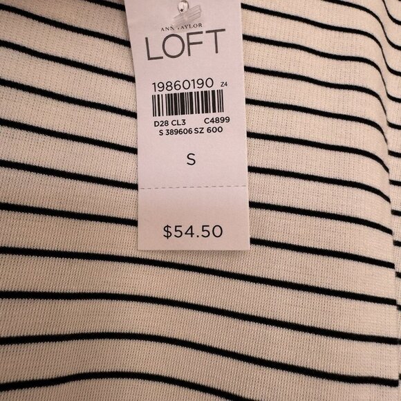 Loft Womans Size Small Pullover White Black Striped Long Sleeve Shirt - Picture 5 of 7